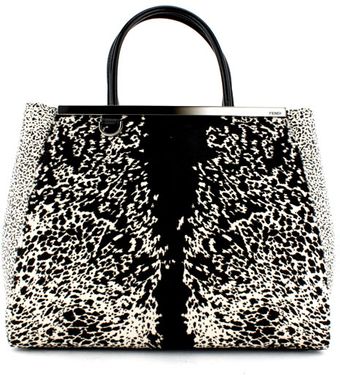 Fendi Black and White Pony Hair Elite Shopper - Lyst
