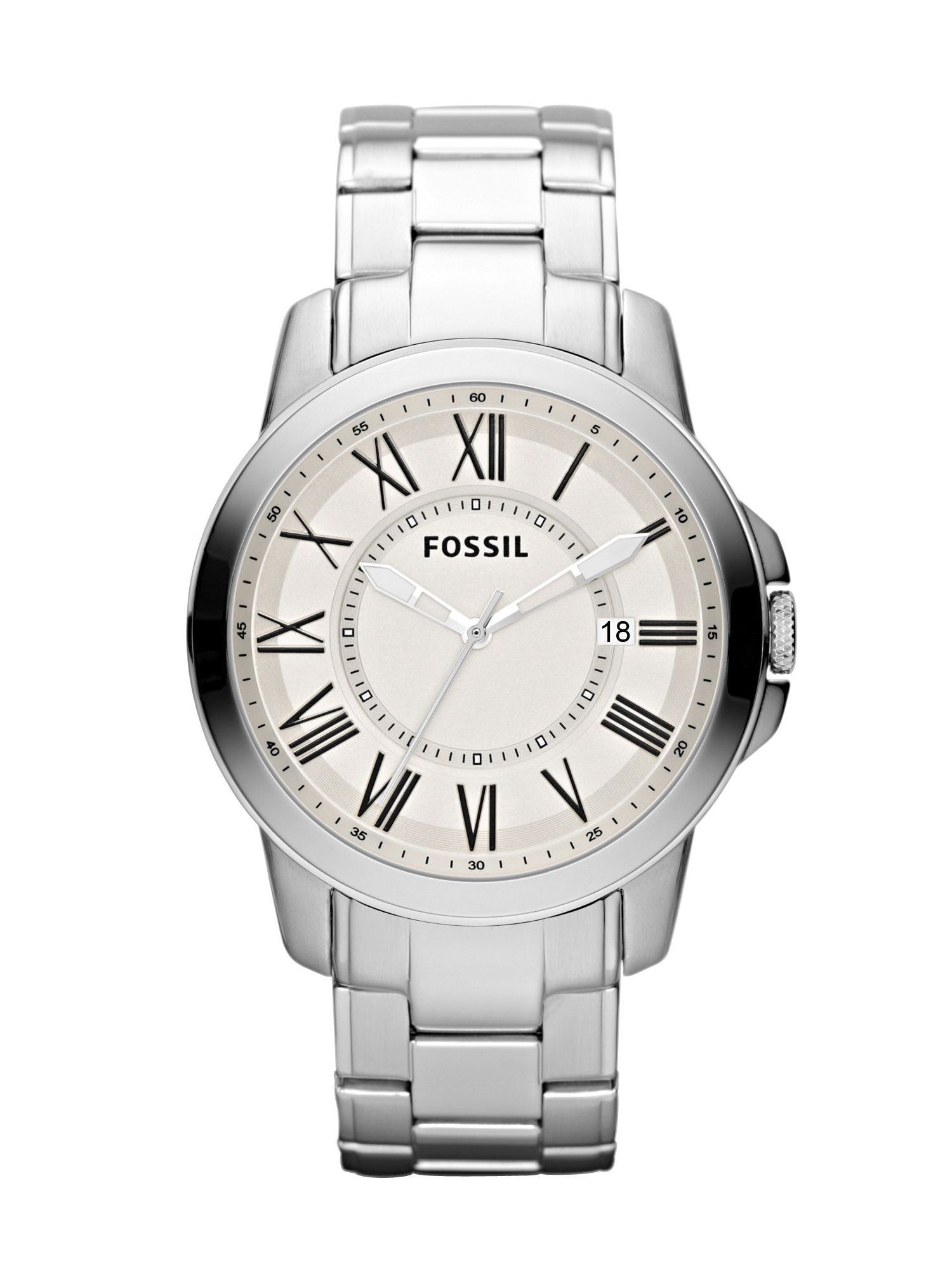 fossil men's watches silver