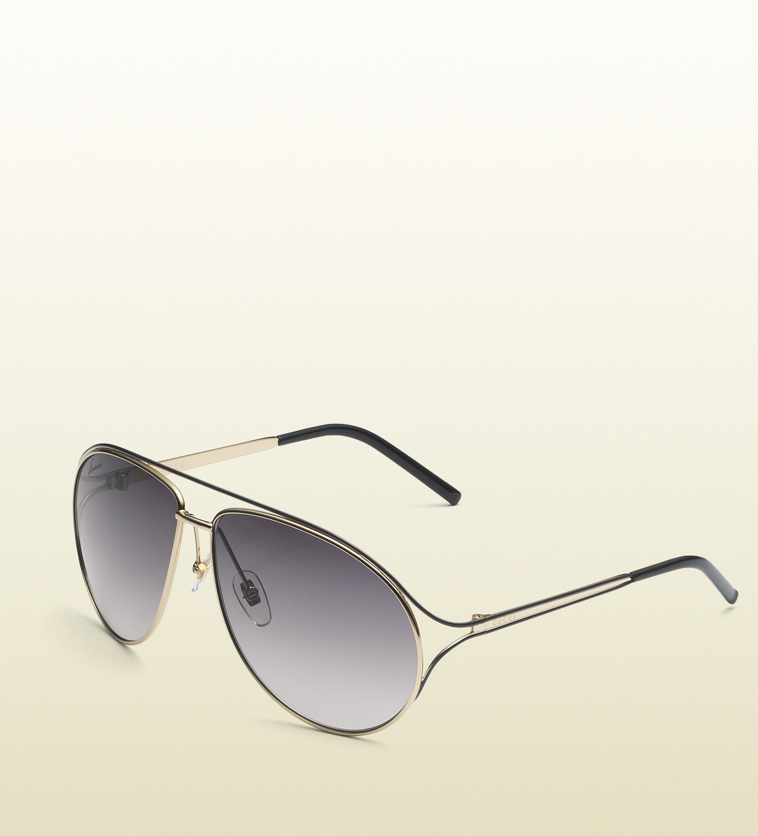 Gucci Large Aviator Sunglasses with Gucci Logo On Temples in Gray Lyst