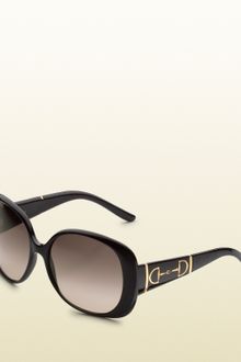 Gucci Large Rectangle Frame Sunglasses with Horsebit Detail On Temples - Lyst