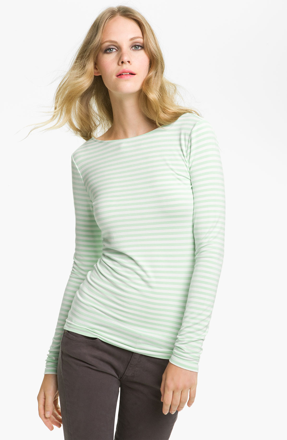Hinge Print Ballet Neck Top in Green (mint luca/ white snow stripe) Lyst