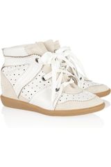 Isabel Marant Betty Leather and Suede Wedge Sneakers