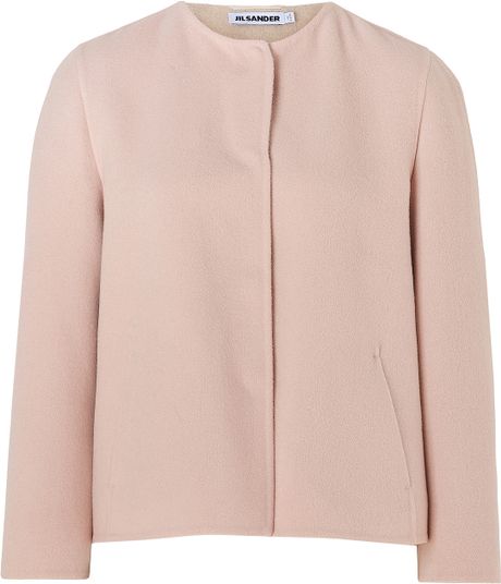 Jil Sander Blush Cropped Wool Jacket in Pink (blush) - Lyst