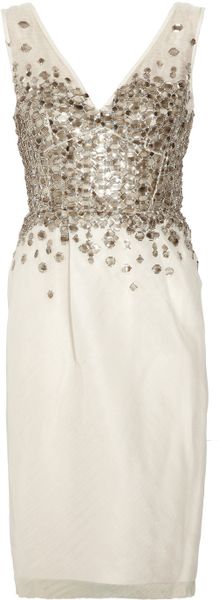 Lela Rose Embellished Silk Organza Dress in White (ivory) - Lyst