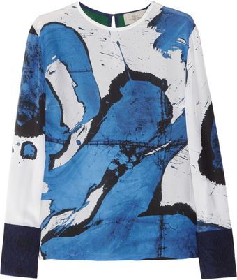 Preen Swoosh Printed Silk and Wool Top - Lyst