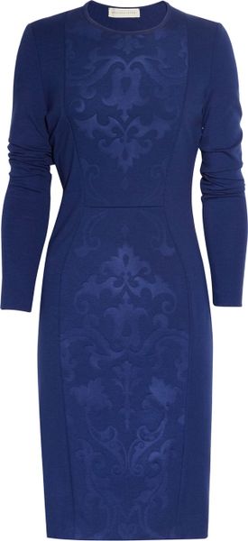 Stella Mccartney Embossed Paneled Jersey Dress in Blue (midnight) - Lyst