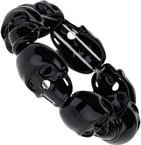 Topshop Enamel Skull Head Stretch in Black - Lyst