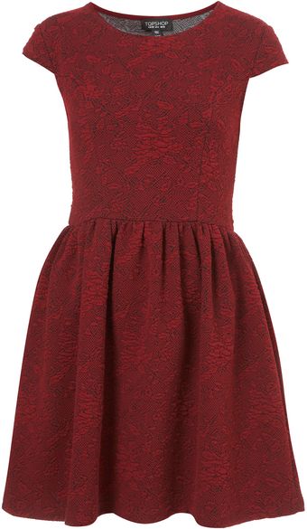 Topshop Jacquard Floral Flippy Dress - Lyst