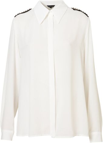 Topshop Stud Shoulder Blouse - Lyst