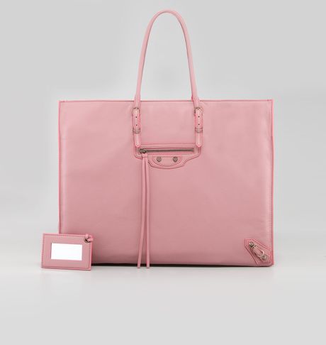 Balenciaga Papier Leather Tote English Rose in Pink (english rose) - Lyst