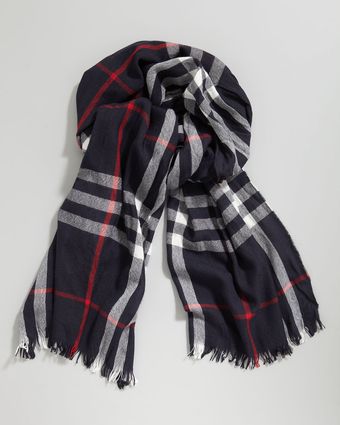 Burberry Check Crinkled Scarf - Lyst