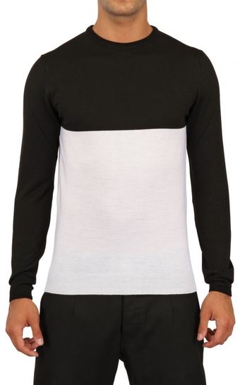 Laura G Two Tone Knitted Sweater - Lyst