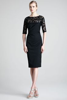 Lela Rose Ruched Lacetop Dress - Lyst