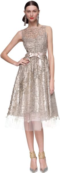 oscar de la renta silver gown