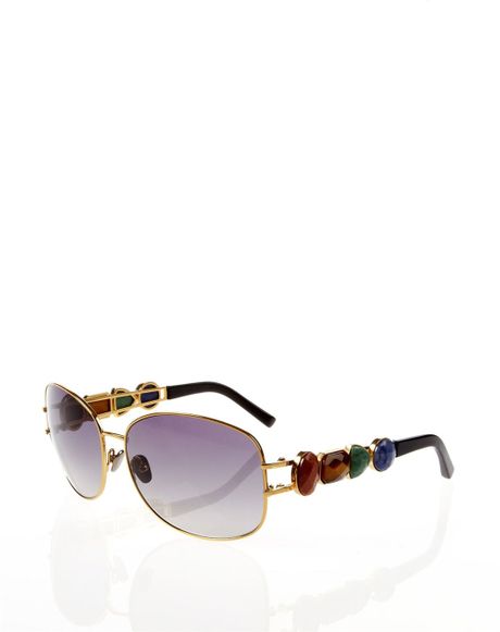 Oscar De La Renta Gemstone Sunglasses in Gold - Lyst