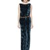 Oscar De La Renta Crushed Pleated Velvet Column Gown in Blue (nile) - Lyst