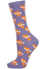 Topshop Purple Foxy Fox Ankle Socks