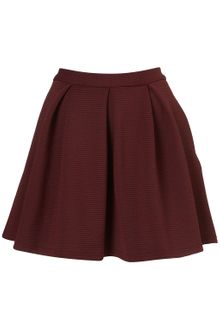 Topshop Oxblood Ribbed Pleated Skirt - Lyst
