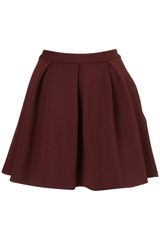 Topshop Oxblood Ribbed Pleated Skirt