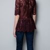 Zara Peplum Lace Top in Purple (dark maroon) - Lyst