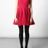 Alexander Mcqueen Stretch Crepe Wool Fluted Dress in Red (pink) - Lyst