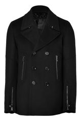 Belstaff Black Amesbury Peacoat with Moto Quilt Elements