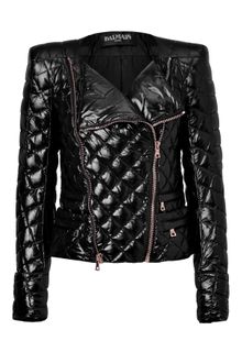 Balmain Black Quilted Down Jacket - Lyst