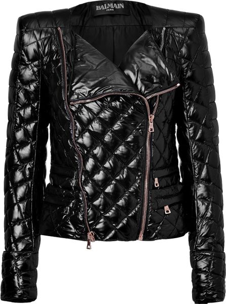 Balmain Black Quilted Down Jacket in Black - Lyst