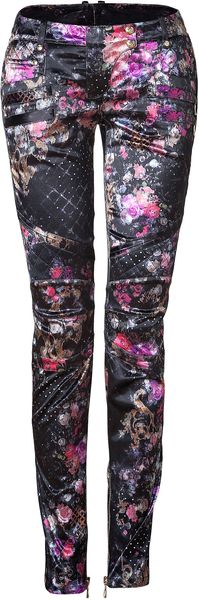 Balmain Blackmulti Floral Lowrise Skinny Pants - Lyst