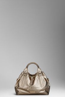 Burberry Small Metallic Leather Tote Bag - Lyst