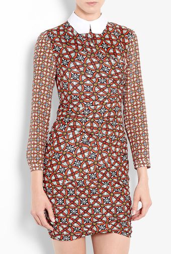 Carven Contrast Print Twist Shirt Dress - Lyst