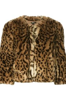 DKNY Cropped Faux Fur Jacket - Lyst