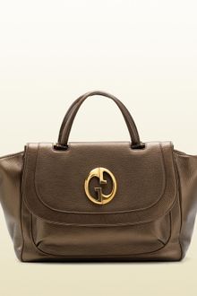 Gucci Gucci Metallic Winter Leaf Color Leather Top Handle Bag - Lyst