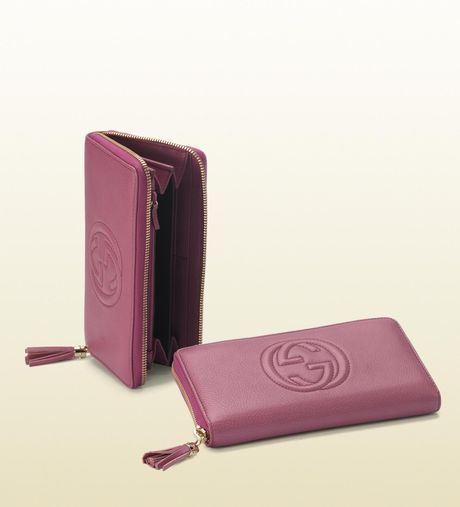 Gucci Interlocking G Zip Around Wallet in Pink - Lyst