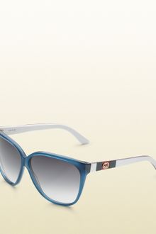 Gucci Large Square Frame Sunglasses with Gg Logo and Web On Temples - Lyst
