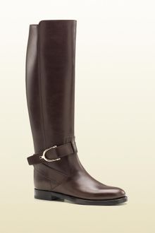 Gucci Stirrup Flat Boot with Spur Detail - Lyst