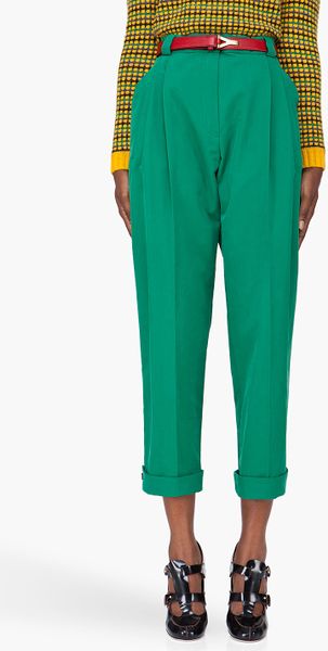 Kenzo  Peached Twill Pants in Green - Lyst