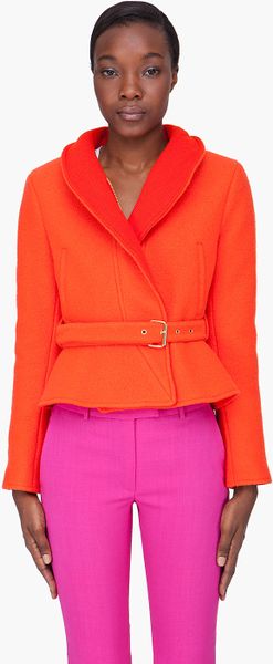 Kenzo Orange Wool Peplum Jacket in Orange - Lyst