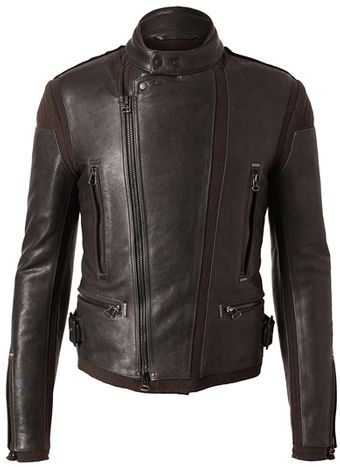 Lanvin Leather and Wool Biker Jacket - Lyst