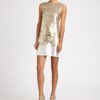 Oscar De La Renta Sequined Silk Dress in Gold - Lyst