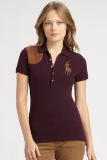Ralph Lauren Blue Label Leatherdetail Polo Shirt - Lyst