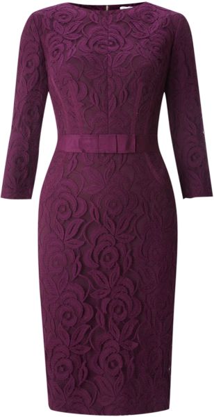 Untold Lace Dress with Sheer Sleeves in Purple