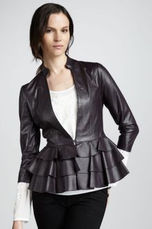 Alice By Temperley Page Ruffle Hem Leather Jacket - Lyst