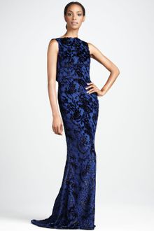 Badgley Mischka Burnout Velvet Gown - Lyst