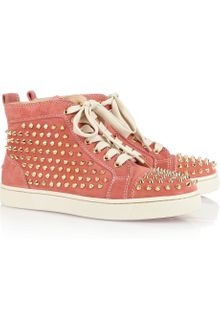 Christian Louboutin Louis Studded Suede Sneakers - Lyst
