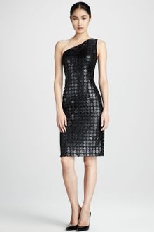 David Meister Oneshoulder Dot Cocktail Dress - Lyst
