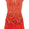 Matthew Williamson Feathertrimmed Embellished Lace Dress in Red - Lyst