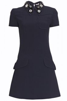 Miu Miu Dress with Embellished Collar - Lyst