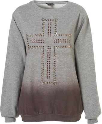 Topshop Crystal Cross Dip Dye Sweat - Lyst