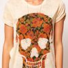 Asos Collection  TShirt with Floral Skull in Burnout in Beige (cream) - Lyst